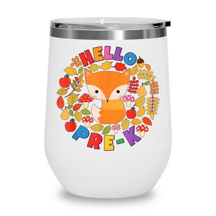 Cute Fox Back To School Woodland Animal Pre-K Wine Tumbler