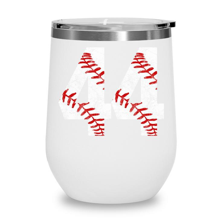 Distressed Baseball Number 44 Jersey Uniform Player Fan Wine Tumbler