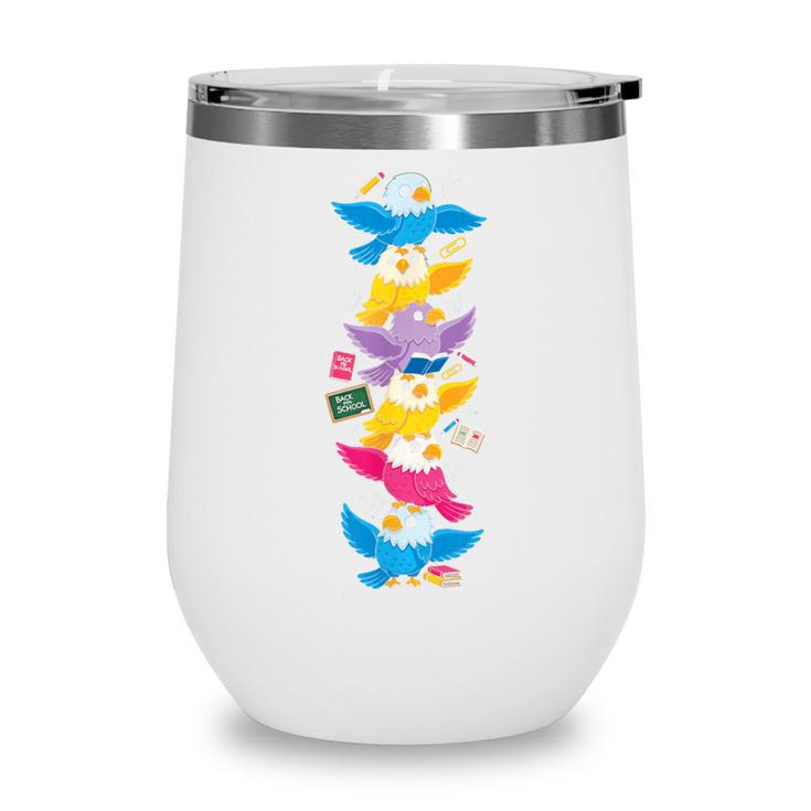 Eagle Colorful Rainbow Back To School Kids Boys Girls Wine Tumbler
