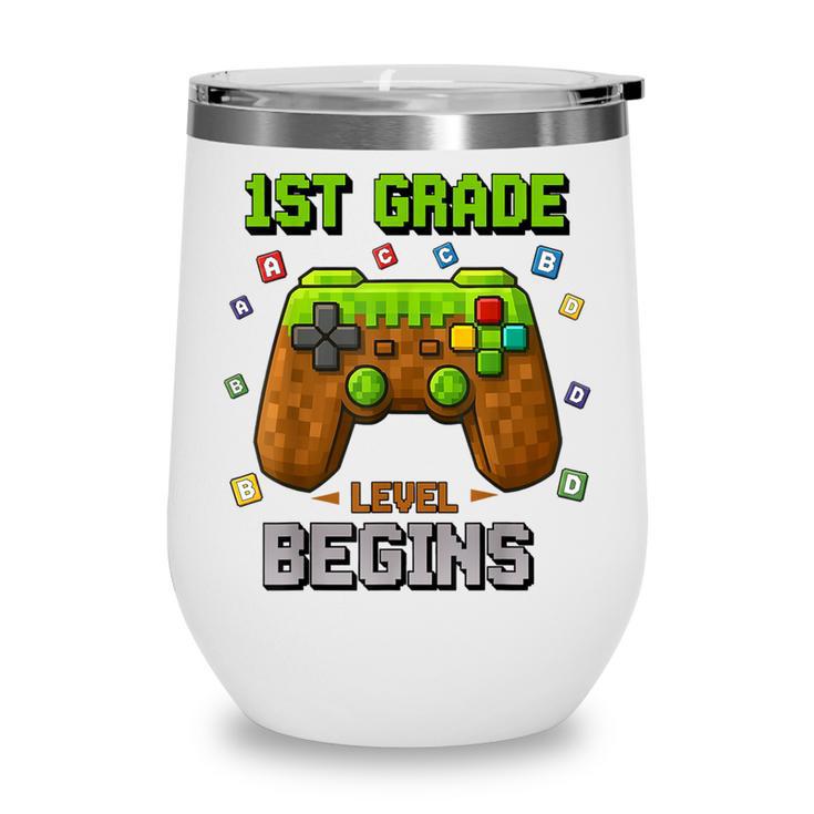 First Day Of 1st Grade Level Begins Back To School Boy Wine Tumbler First Day Of 1st Grade Level Begins Back To School Boy Wine Tumbler