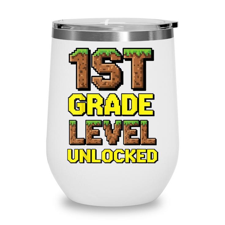 First Day Of 1st Grade Level Unlocked Back To School For Boy Wine Tumbler