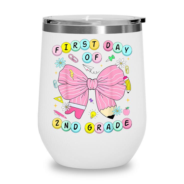 First Day Of 2nd Grade Girls Coquette Back To School Kids Wine Tumbler