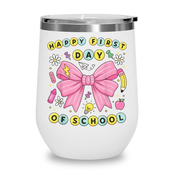 Friendship Bracelet Coquette Bow Back To School Girl Kids Wine Tumbler