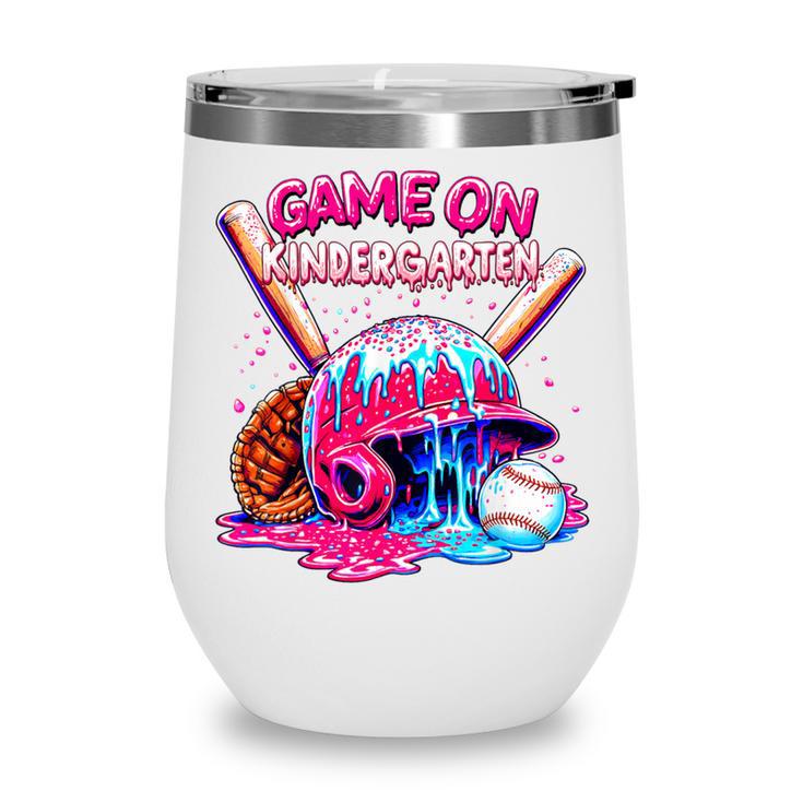 Game Kindergarten Baseball Ice Cream Drip On Back To School Wine Tumbler