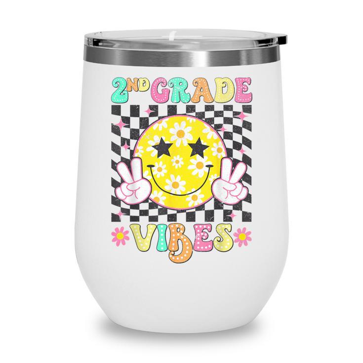 Girls 2nd Grade Vibes Smile Face Back To School Second Grade Wine Tumbler
