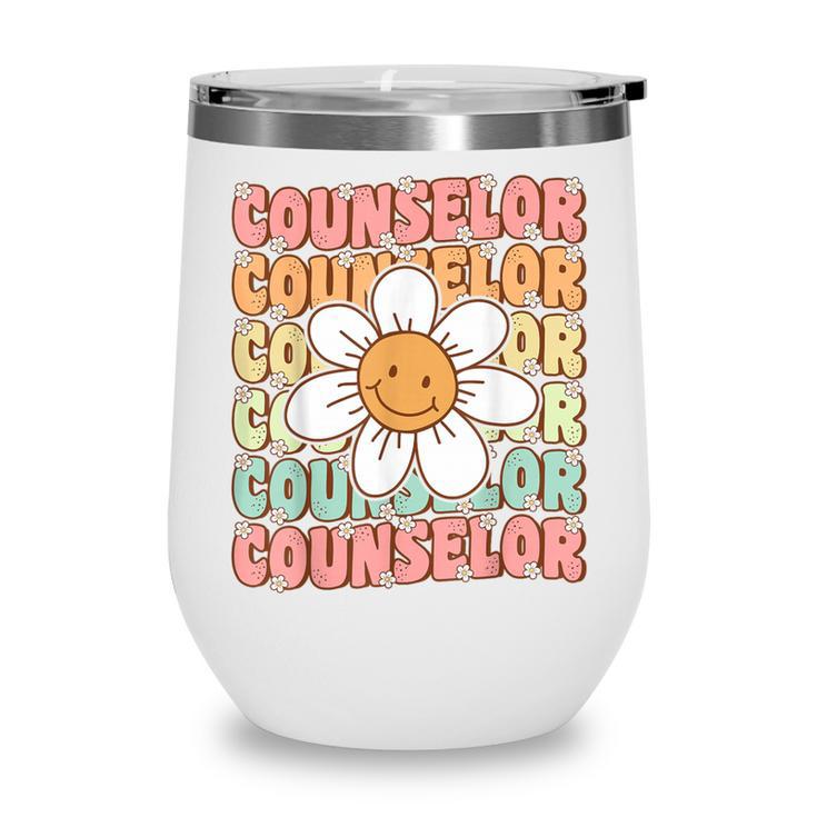 Groovy School Counselor Cute Daisy Flower Back To School Wine Tumbler