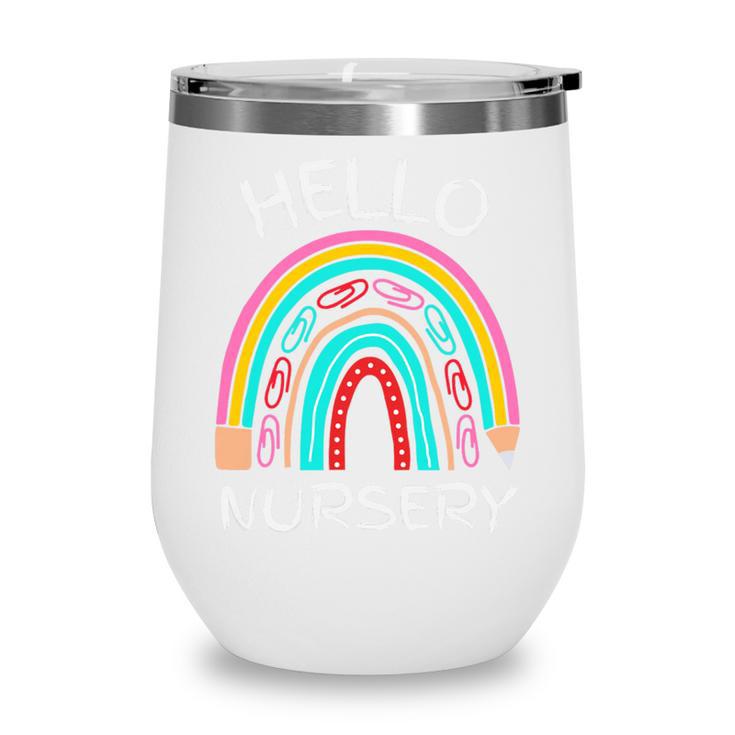 Hello Nursery Pencil Rainbow Back To School Boys Girls Premium Tri-Blend Wine Tumbler