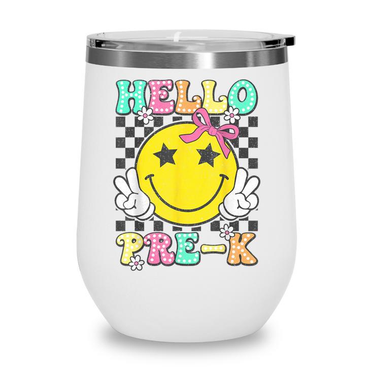 Hello Pre-K Coquette Bow Back To School Preschool Girl Wine Tumbler