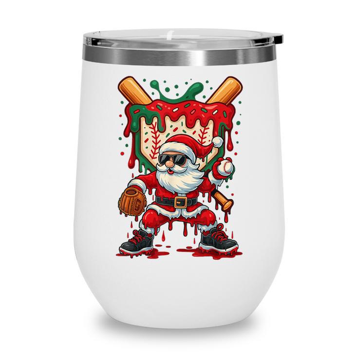 HUGvyn Santa Playing Baseball Ice Cream Drip Christmas Boys Wine Tumbler