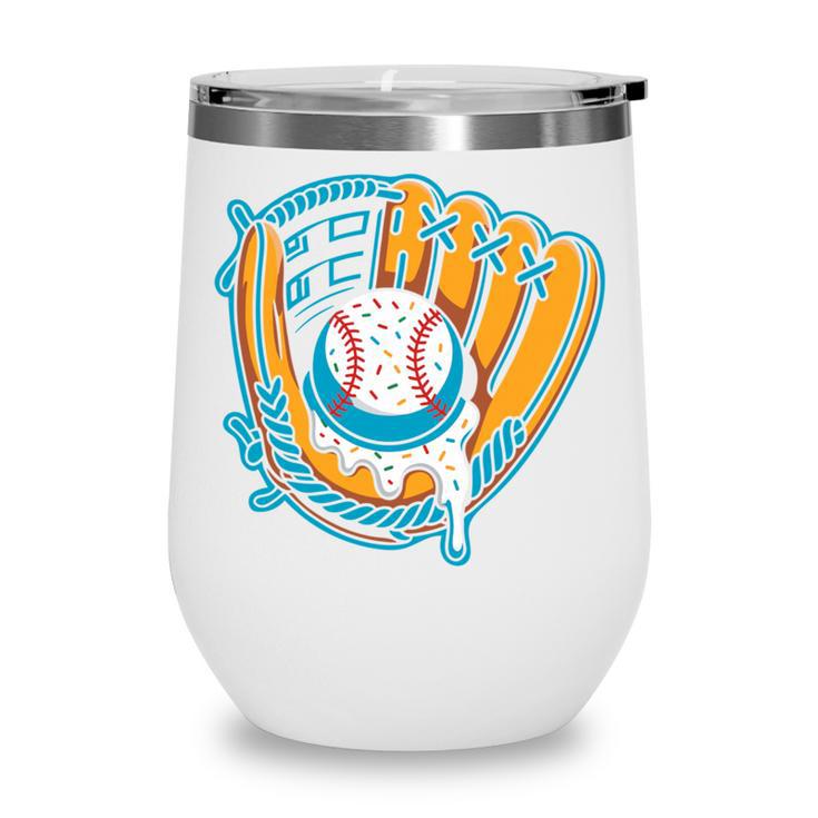 Ice Cream Baseball Mitt Drippy Scoop Baseball Sports Wine Tumbler