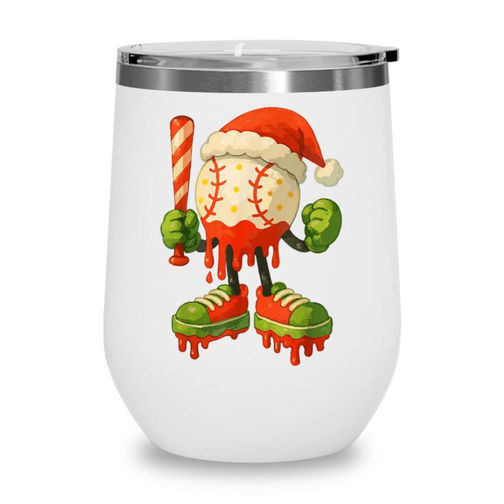 Ice Cream Drip Baseball Christmas Baseball Drip Candy Cane Wine Tumbler Ice Cream Drip Baseball Christmas Baseball Drip Candy Cane Wine Tumbler