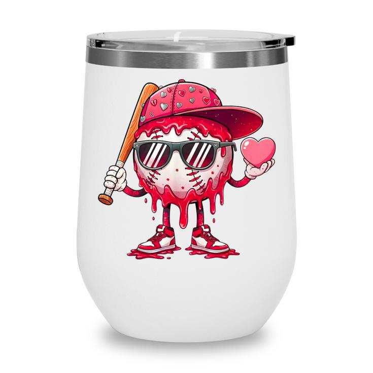 Ice Cream Drip Baseball Valentine's Day Spots Baseball Drip Wine Tumbler Ice Cream Drip Baseball Valentine's Day Spots Baseball Drip Wine Tumbler