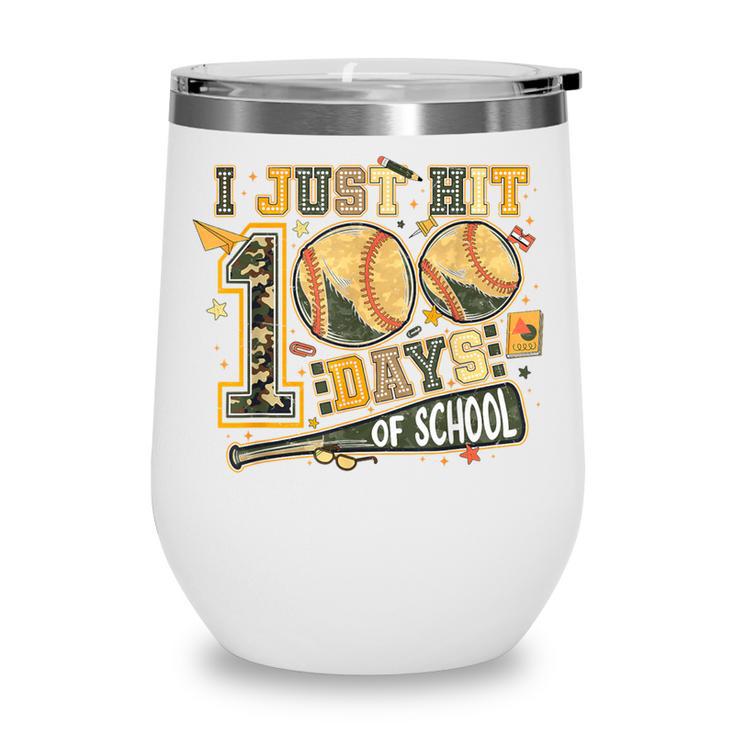 I Just Hit 100 Days Of School Baseball Teacher Student Retro Wine Tumbler