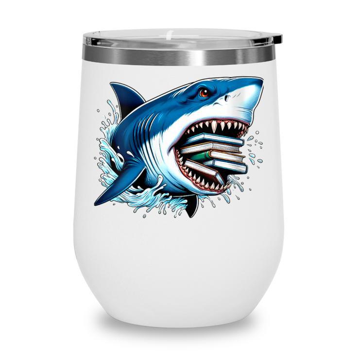 Kids Shark With School Books Back To School Shark Lovers Wine Tumbler Kids Shark With School Books Back To School Shark Lovers Wine Tumbler