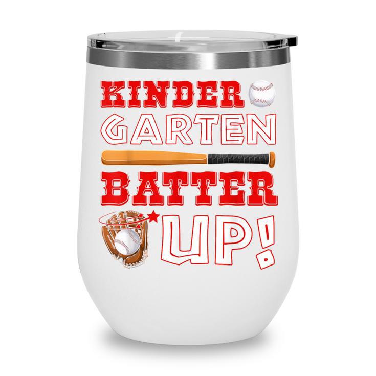 Kindergarten Batter Up Back To School Baseball Player Boys Wine Tumbler