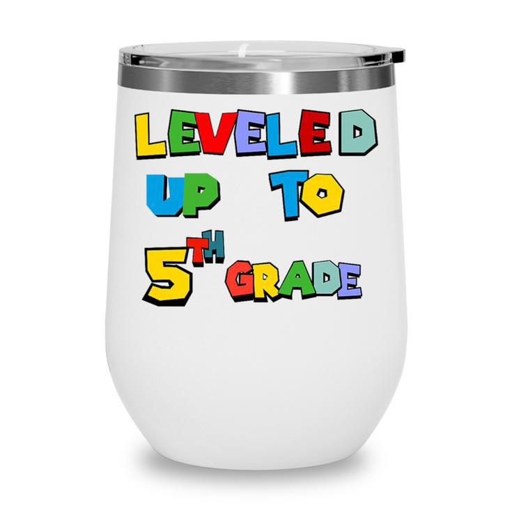 Leveled Up To 5th Grade Back To School Kids Boys Premium Tri-Blend Wine Tumbler