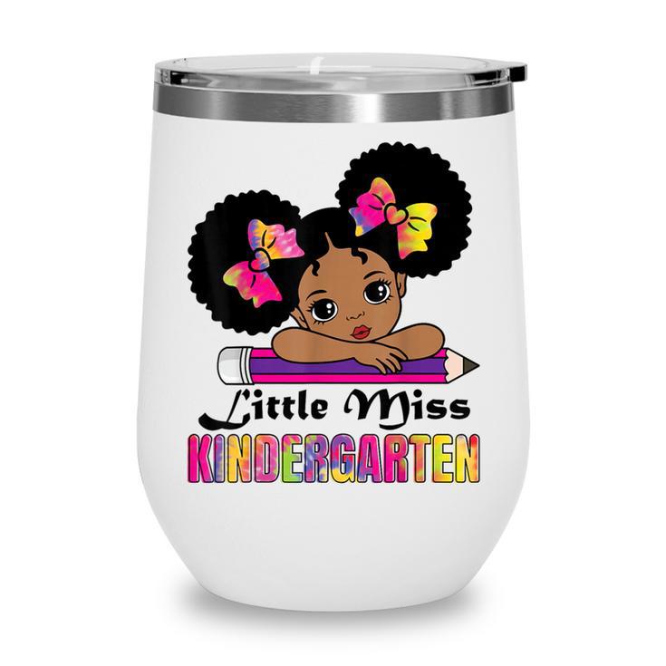 Little Miss Kindergarten Afro Puff Girl Back To School Wine Tumbler
