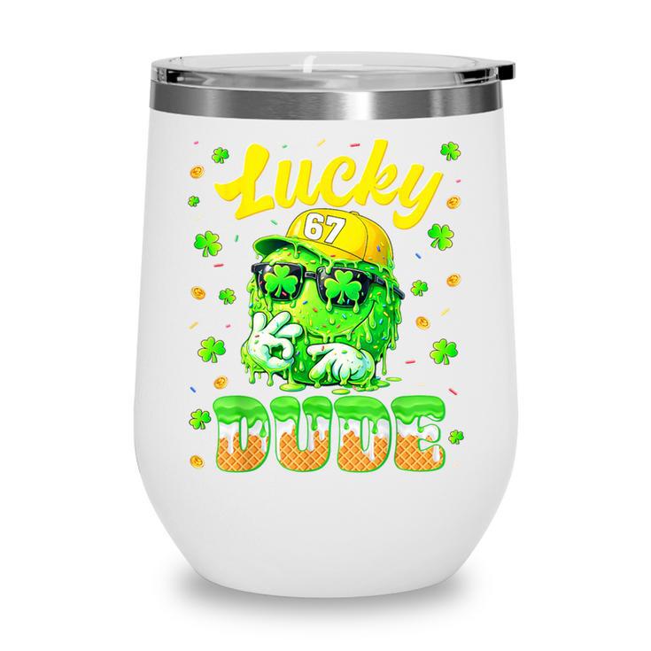 Lucky Dude Drip Baseball Shamrock St Patrick Men Boy Youth Wine Tumbler