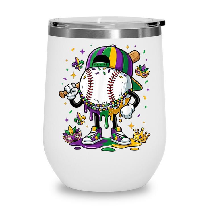 Mardi Gras Ice Cream Drip Baseball Carnival Party Mask Boys Wine Tumbler