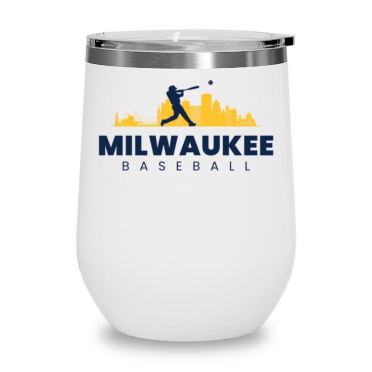 Milwaukee Baseball Minimalist City Skyline Baseball Lover Wine Tumbler