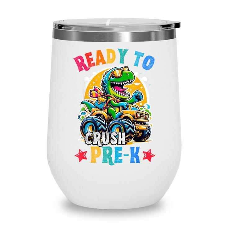 Monster Truck Dinosaur Boys Back To School Crush Pre-k Kids Wine Tumbler