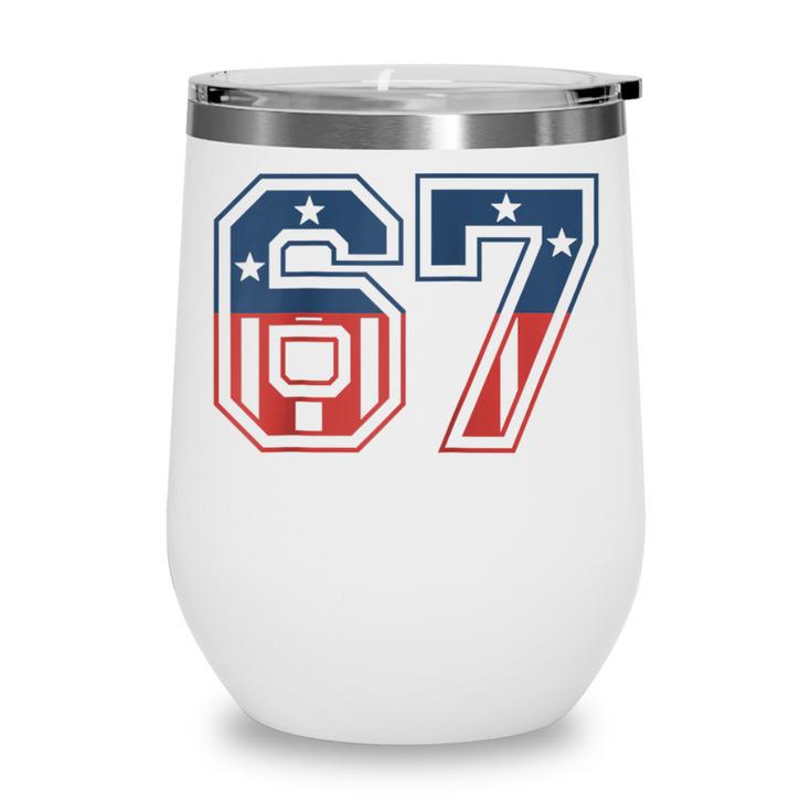 Number 67 USA Raglan Baseball Tee Wine Tumbler