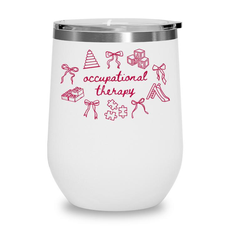Occupational Therapy Coquette Bow OT COTA Back To School Wine Tumbler