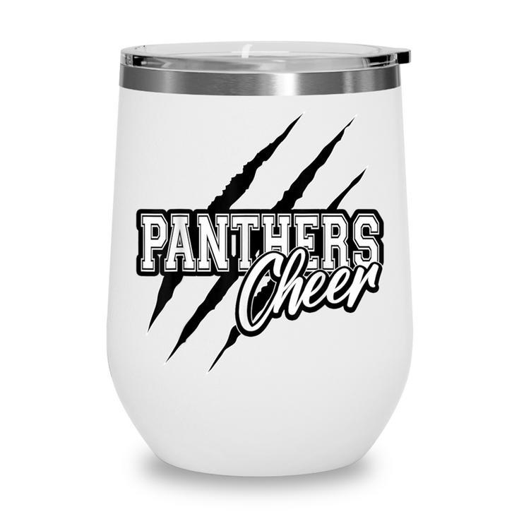 Panthers Cheer Back To School Cheerleading Team Spirit Wine Tumbler