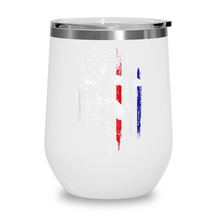 Patriotic Baseball Catcher American Flag Sports Tee Wine Tumbler Patriotic Baseball Catcher American Flag Sports Tee Wine Tumbler