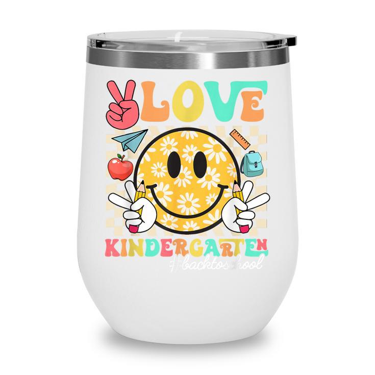 Peace Love Kindergarten Smile Face Back To School Girls Kids Wine Tumbler Peace Love Kindergarten Smile Face Back To School Girls Kids Wine Tumbler