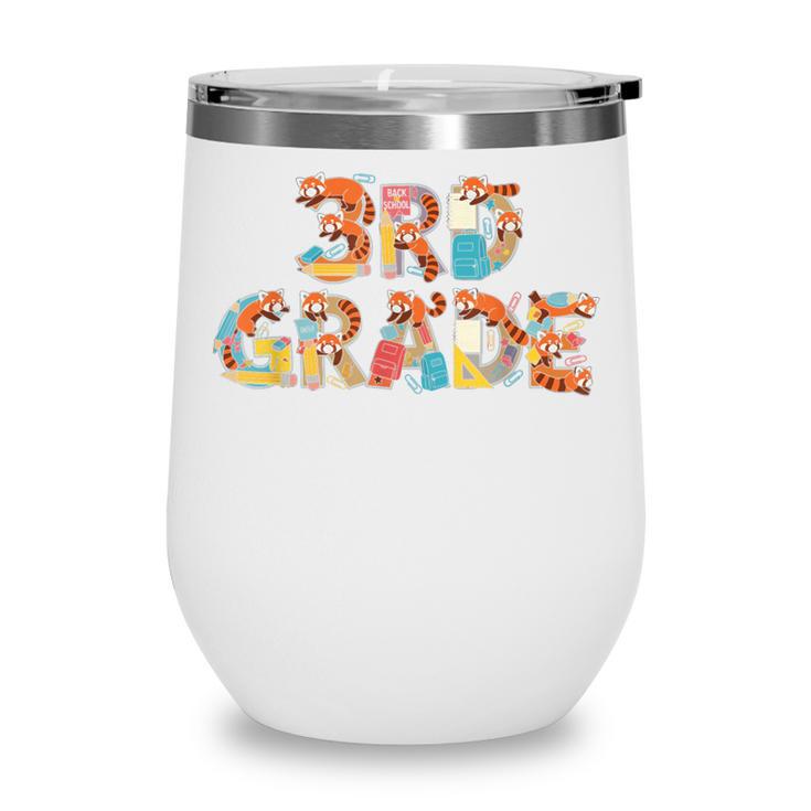 Red Panda Third Grade Back To School Kids Boys Girls Wine Tumbler