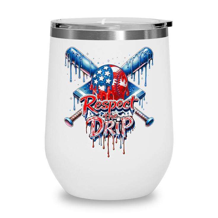 Respect The Drip Baseball American Flag Ice Cream Drip Youth Wine Tumbler
