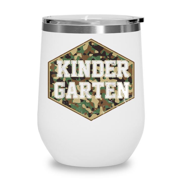 Retro Back To School Boys Old Camo Kindergarten Wine Tumbler