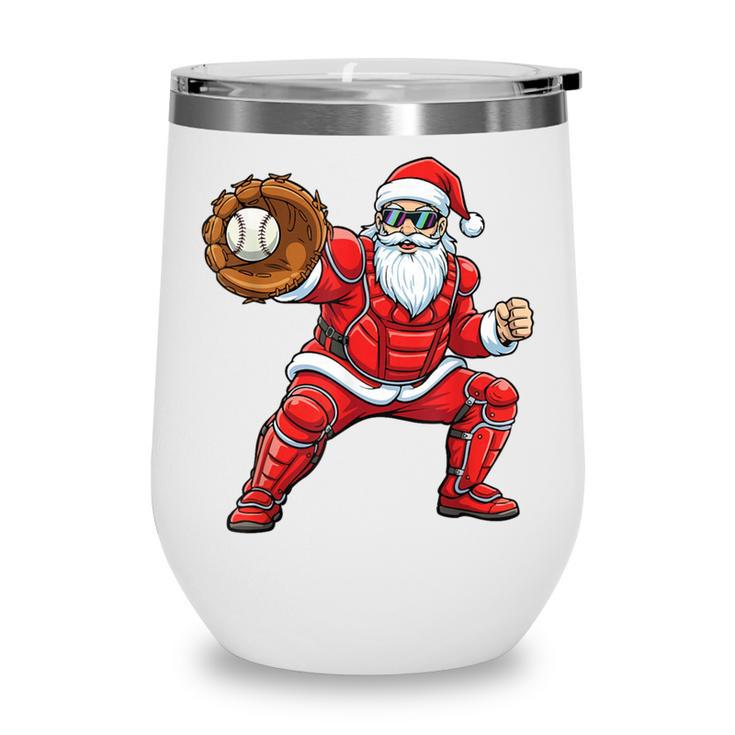 Santa Playing Baseball Baseball Lover Baseballer Xmas Wine Tumbler Santa Playing Baseball Baseball Lover Baseballer Xmas Wine Tumbler