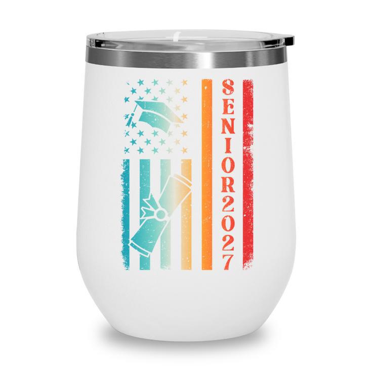 Senior 2027 Class Of 2027 Graduation USA Flag Back To School Performance Wine Tumbler