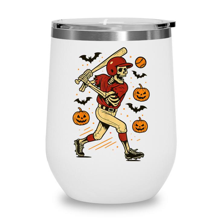 Skeleton Halloween Baseball Boys Men Kids Toddler Wine Tumbler