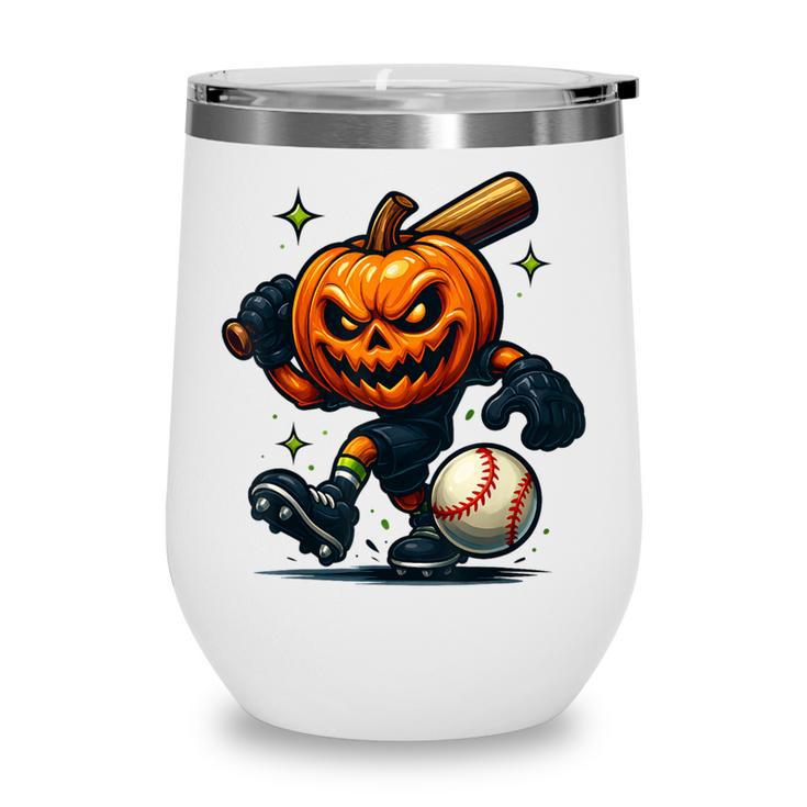 Spooky Halloween Scary Pumpkin Baseball Player Witchy Vibes Wine Tumbler Spooky Halloween Scary Pumpkin Baseball Player Witchy Vibes Wine Tumbler