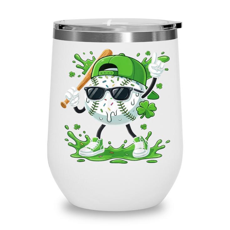 St Patrick Day Baseball Drip Ice Cream Baseball Player Men Wine Tumbler St Patrick Day Baseball Drip Ice Cream Baseball Player Men Wine Tumbler