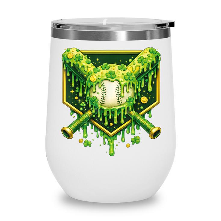St Patrick's Day Baseball Boys Ice Cream Drip Youth Kids Wine Tumbler St Patrick's Day Baseball Boys Ice Cream Drip Youth Kids Wine Tumbler
