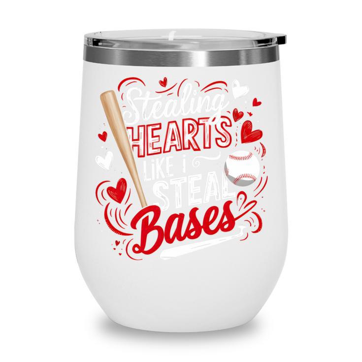 Stealing Hearts Like I Steal Bases Softball Baseball Batter Wine Tumbler