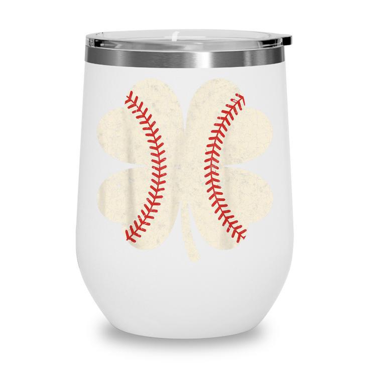 StPatrick’s Day Irish Shenanigans Baseball Fan Shamrock Tee Wine Tumbler