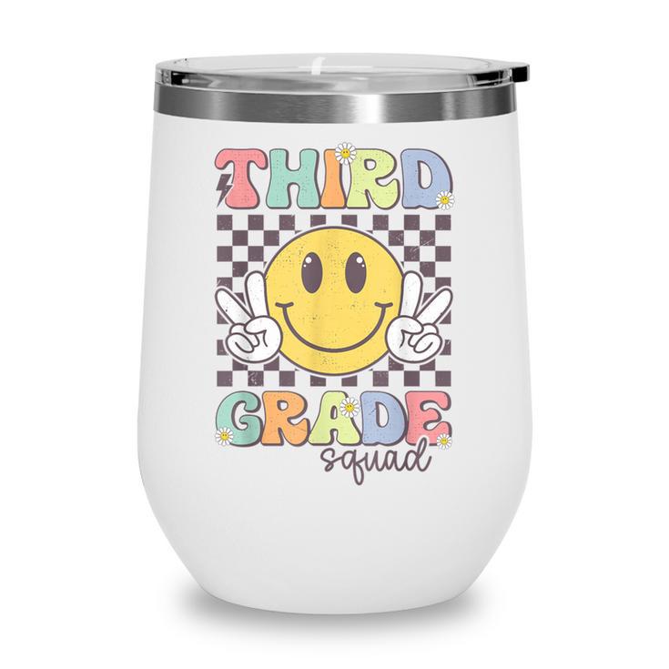 Third Grade Squad Smile Face 3rd Grade Back To School Wine Tumbler