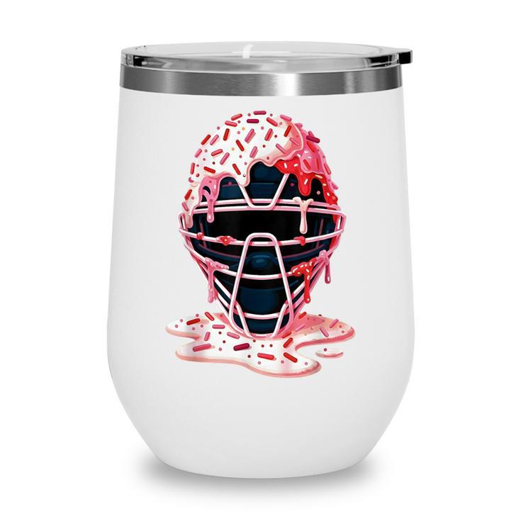 Valentine Baseball Catcher Mask Ice Cream Drip Tee For Boys Wine Tumbler