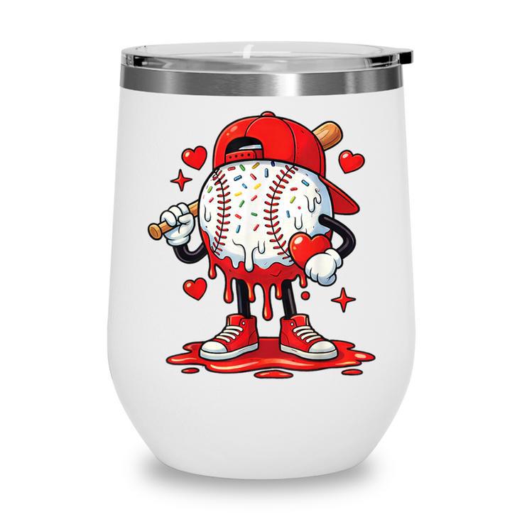 Valentine Baseball Drip Ice Cream Youth Boys Couples Wine Tumbler