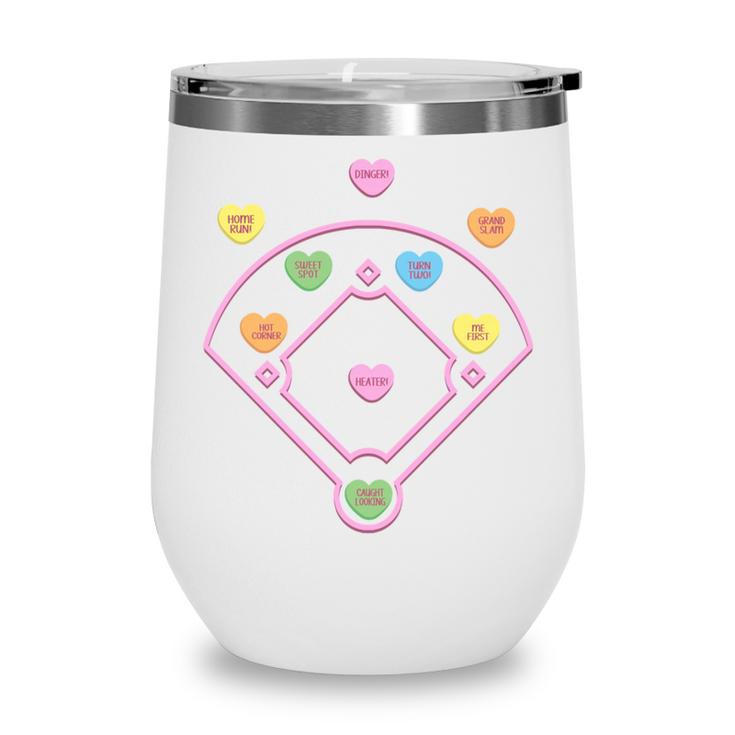 Valentine Heart Love Cute Baseball Softball Lover Sayings Wine Tumbler
