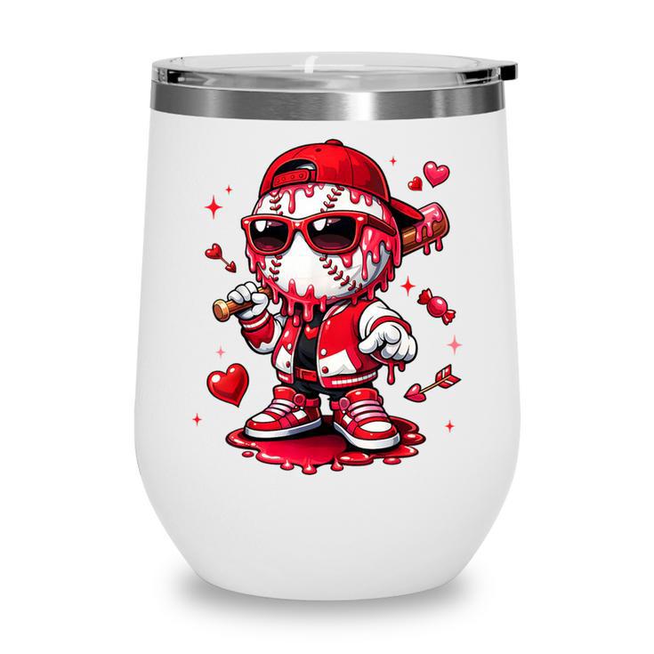 Valentines Day Baseball Drip Ice Cream For Boys Kids Teens Wine Tumbler Valentines Day Baseball Drip Ice Cream For Boys Kids Teens Wine Tumbler