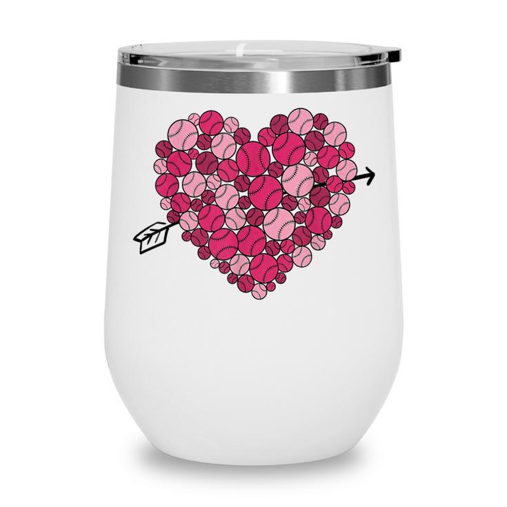 Valentine's Day Baseball Heart Softball Player Sports Lover Wine Tumbler