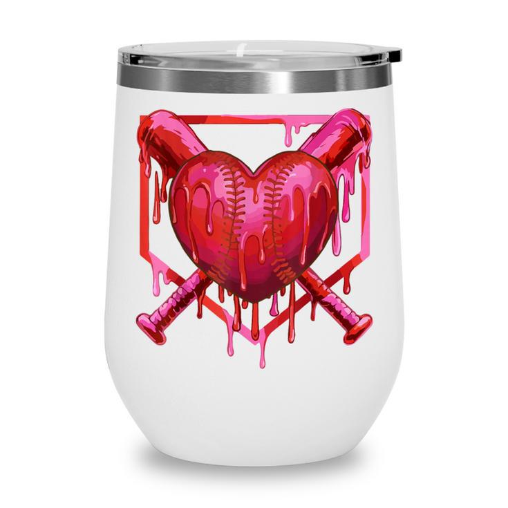 Valentines Day Baseball Red Heart Dab Boys Girls Kids Wine Tumbler