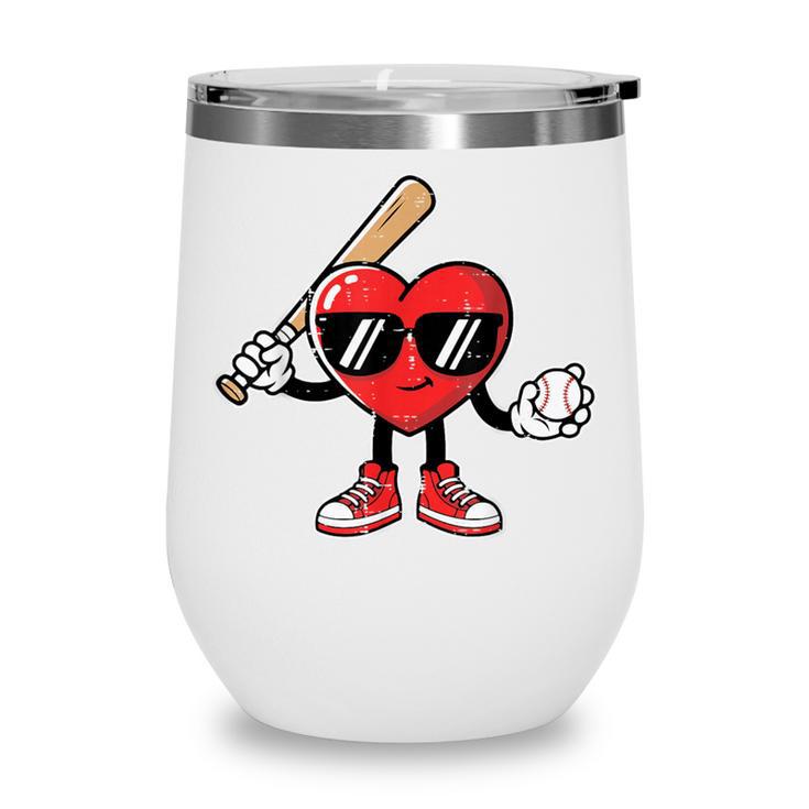 Valentines Day Heart Baseball Player Sports Boys Kids Men Wine Tumbler Valentines Day Heart Baseball Player Sports Boys Kids Men Wine Tumbler