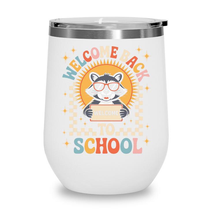 Welcome Back To School Raccoon First Day Of School Checkered Premium Tri-Blend Wine Tumbler